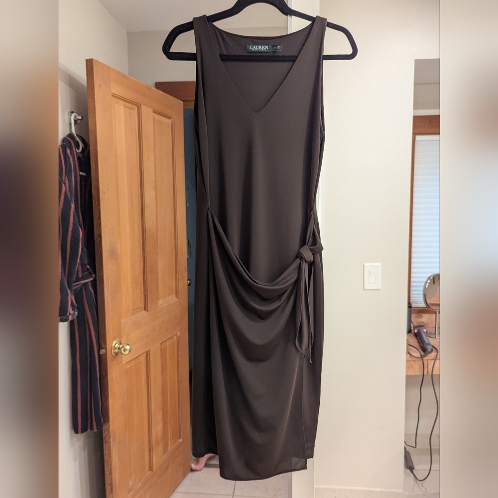 Ralph Lauren Brown Asymmetrical Sheath Dress